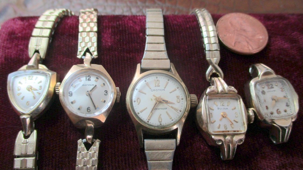 Bulova 2 pcs Benrus Croton Hamilton Vintage Ladies Watch Lot Mechanical Watches