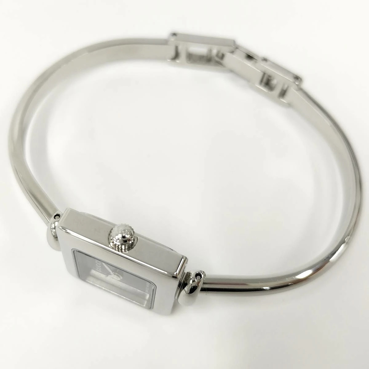 used GUCCI ladies wristwatch quartz square SS black dial 1900l