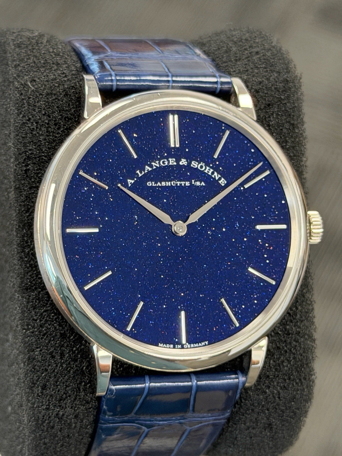 2020 A. Lange Saxonia Thin Aventurine Blue White Gold 205.086 Watch Box Papers