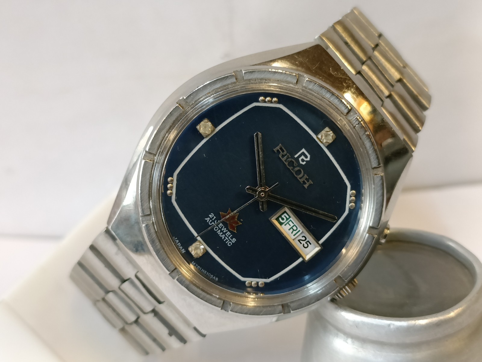 RICOH 21J AUTOMATIC BLUE DIAL 061565AA JAPAN MEN’S WORKING CONDITION