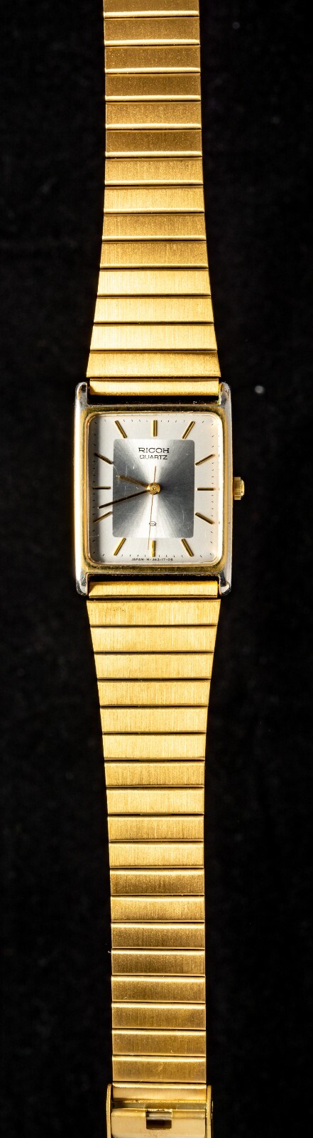 Ricoh Gold-Plated Rectangular Men’s Quartz Dress Watch– Working, 25 x 26mm Case