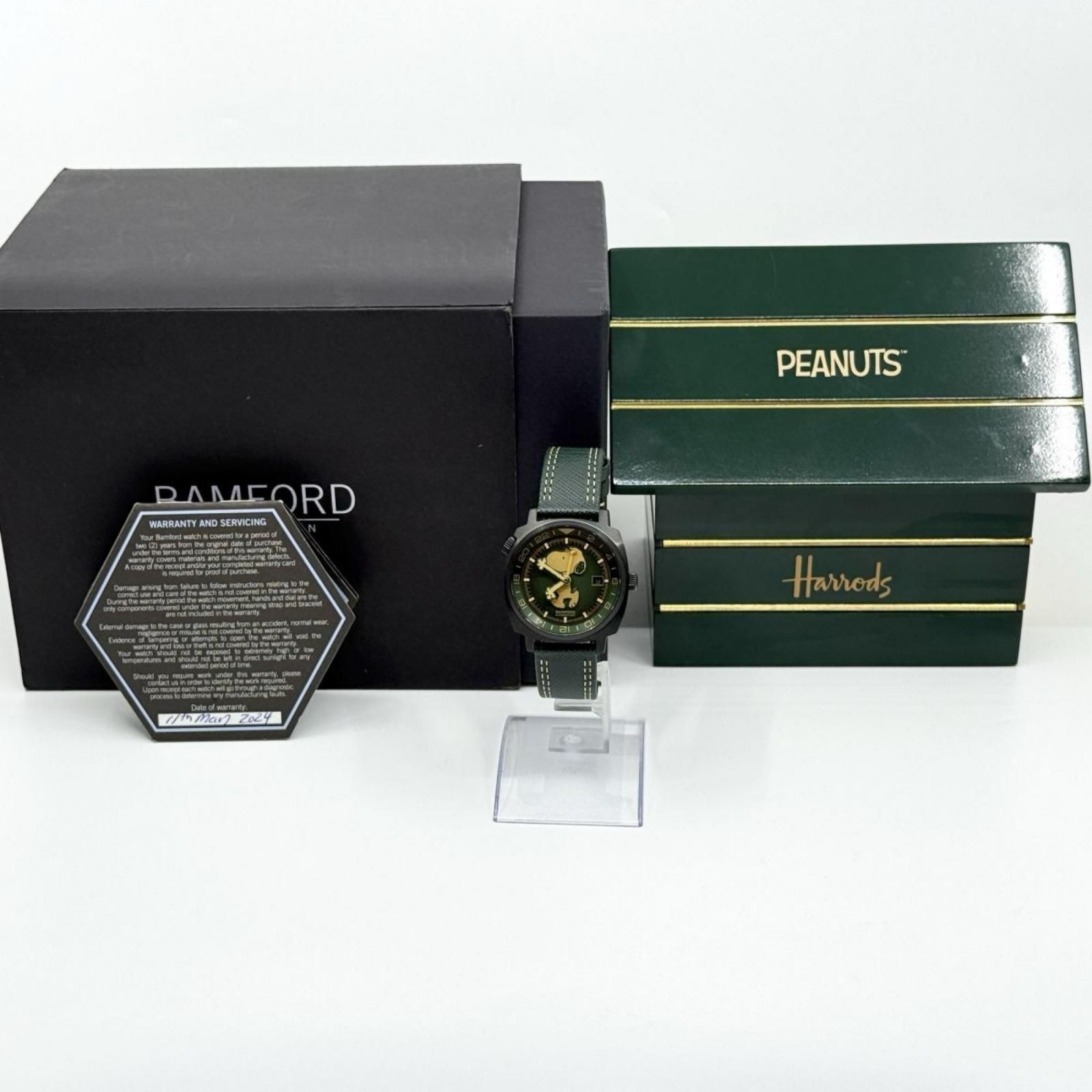 Bamford Snoopy Peanuts GMT Automatic 40mm Limited 100 Green Khaki Serial 051 DSM