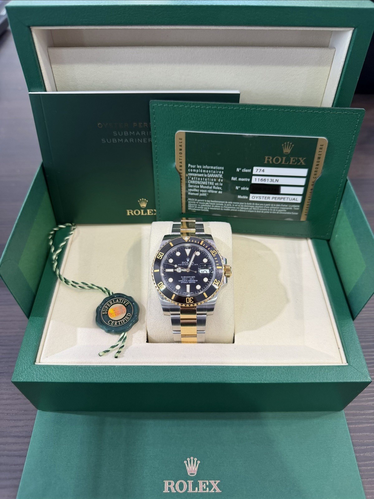 2016 Rolex Submariner Date Black TT 18K Gold Steel 116613LN 40mm Watch FULL SET!