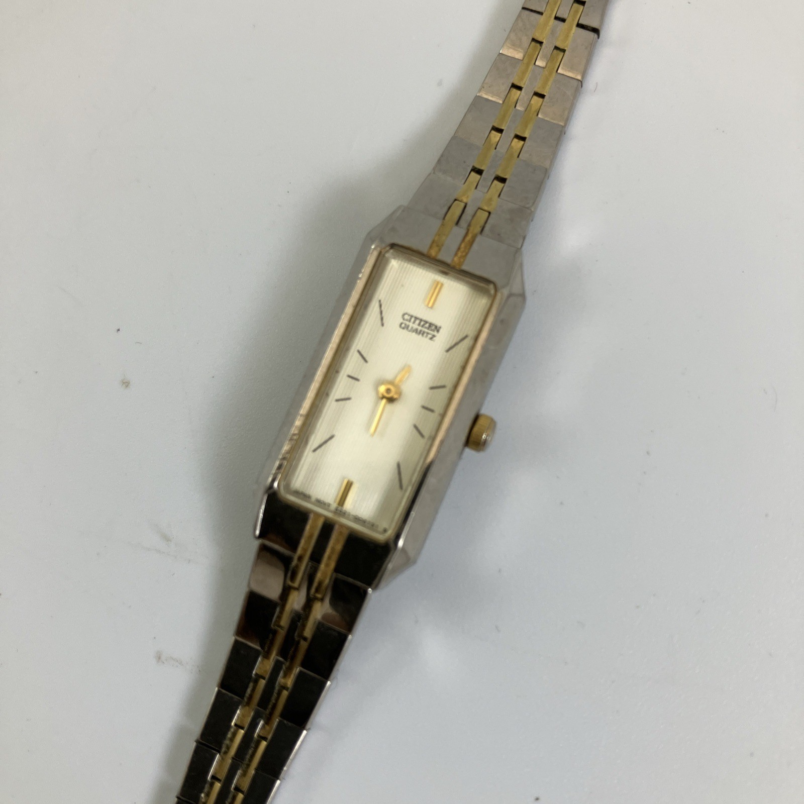 Citizen Tank Watch Womens 13mm Silver Gold Two Tone 5421-S91484 New Battery 7″