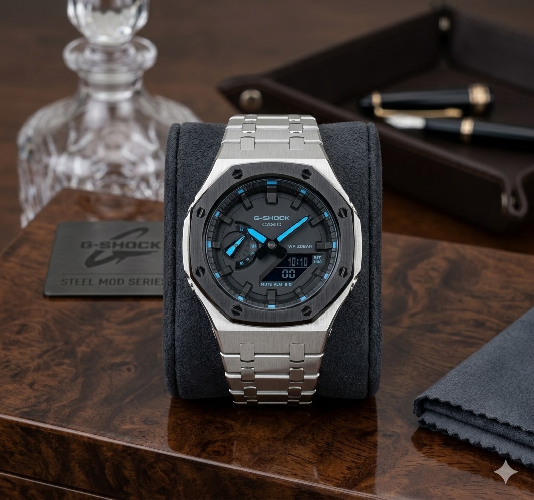New Custom GShock GA2100 Casioak Stainless Steel Bracelet Gift – Silver mod