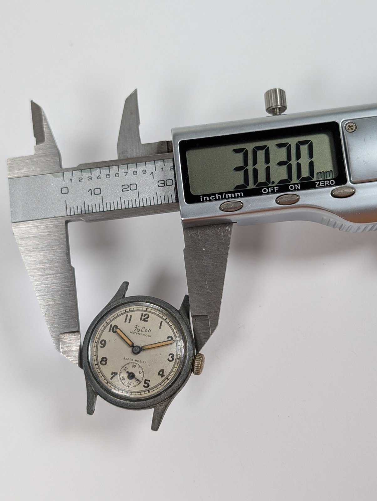 Vtg Felco Waterproof Military Field Watch Manual Wind 30mm Swiss 1940s RUNNING