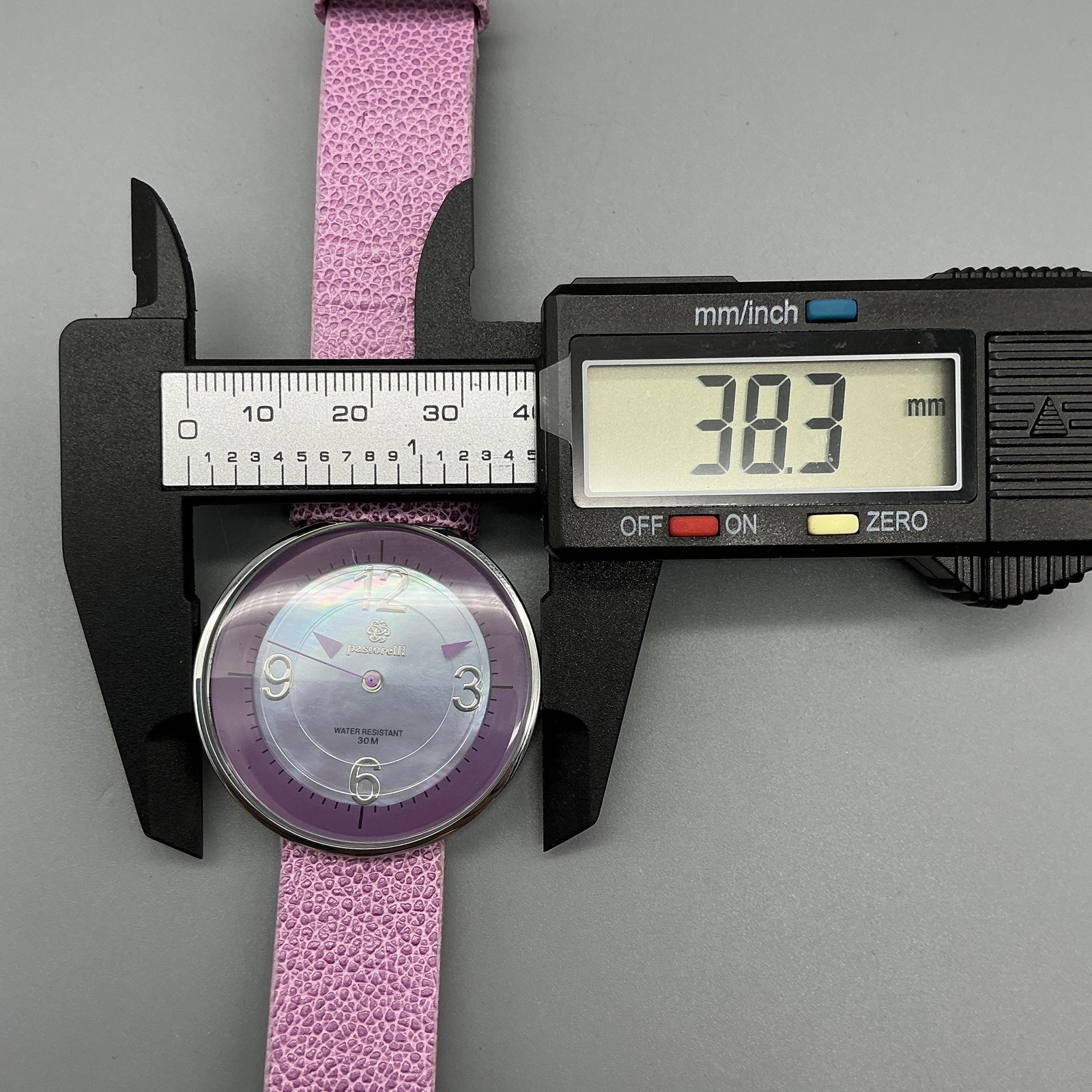 Pastorelli Womens Watch 38mm Purple Dial Pink Leather Strap 30M New Battery