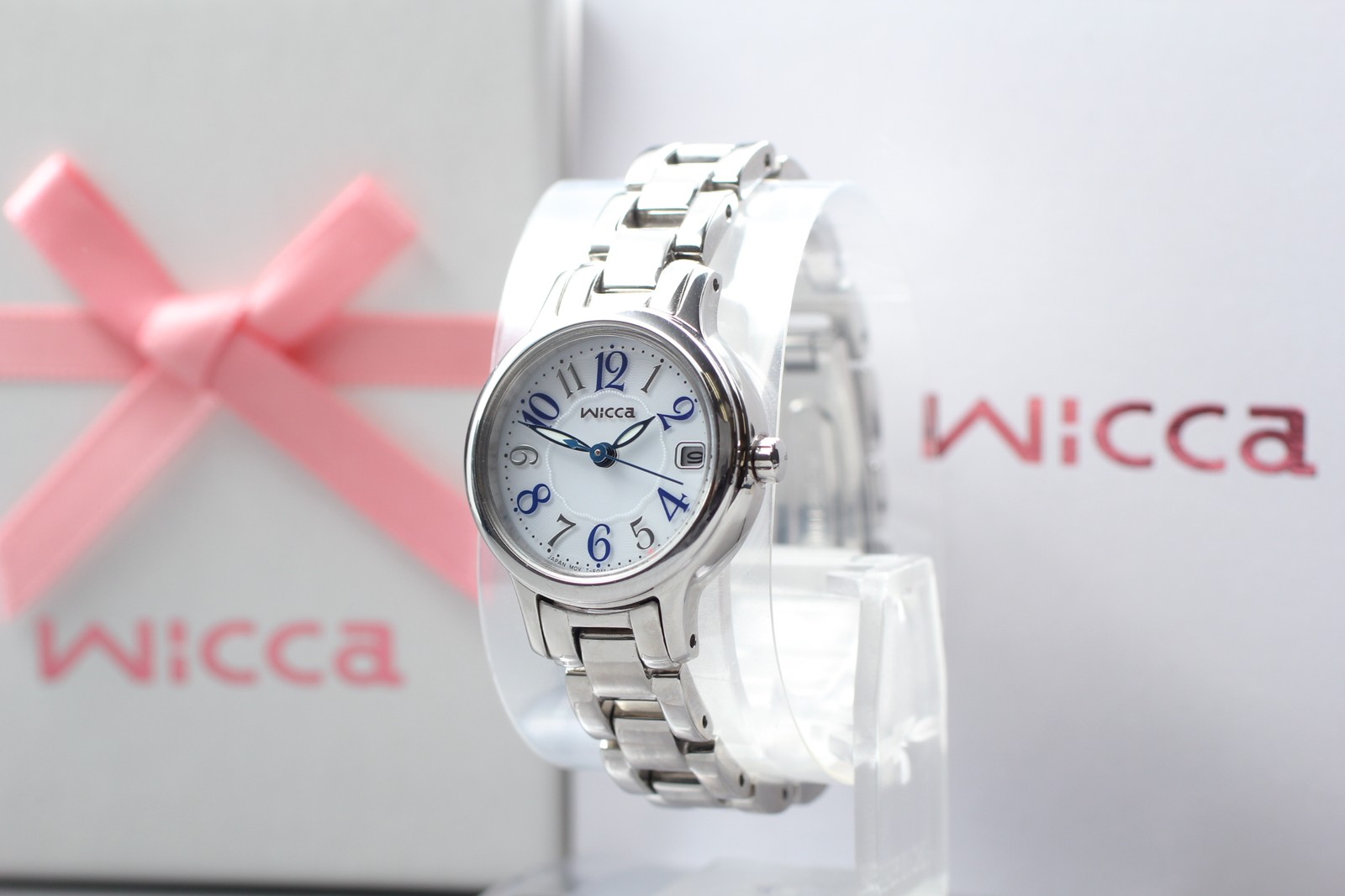 [MINT] CITIZEN Wicca E001-R007891White Dial Silver Solar Ladies Watch From JAPAN