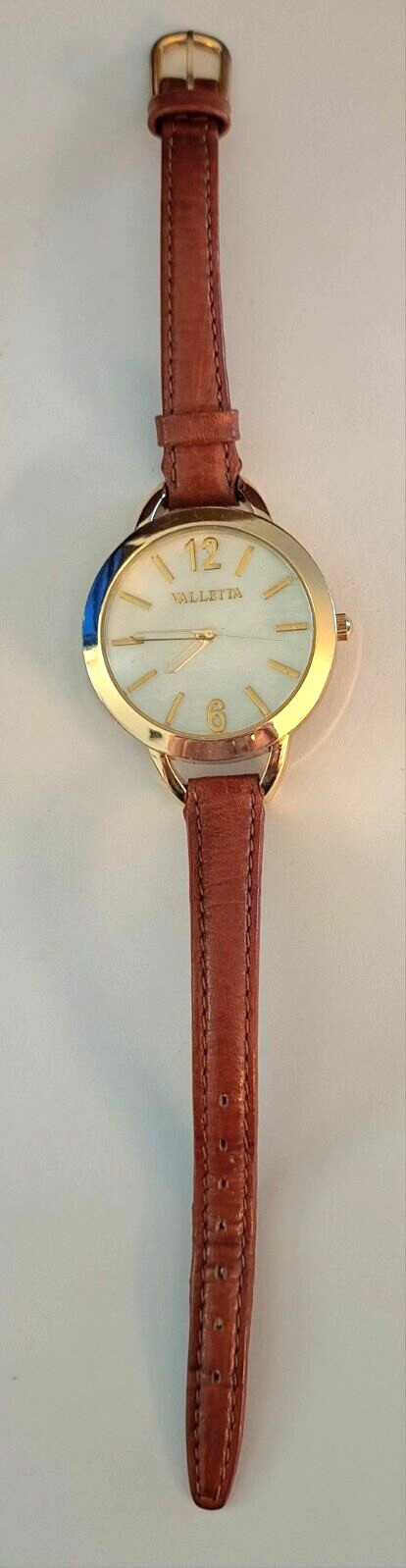 Valletta Women’s 8.5 In Goldtone Watch Brown Band New Battery