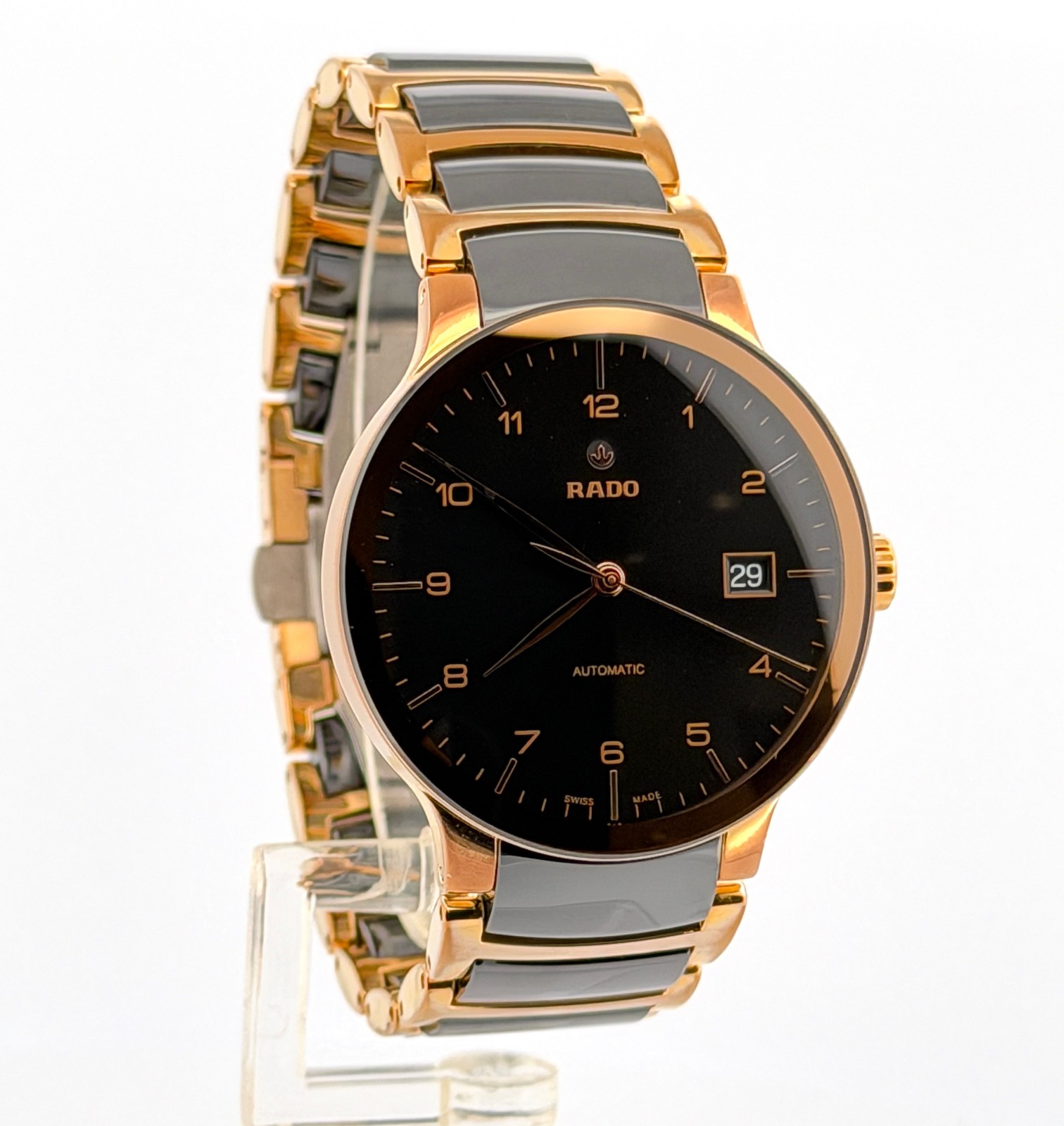 Rado Centrix Automatic 38mm Gold Tone Stainless Steel Ceramic Mens Watch