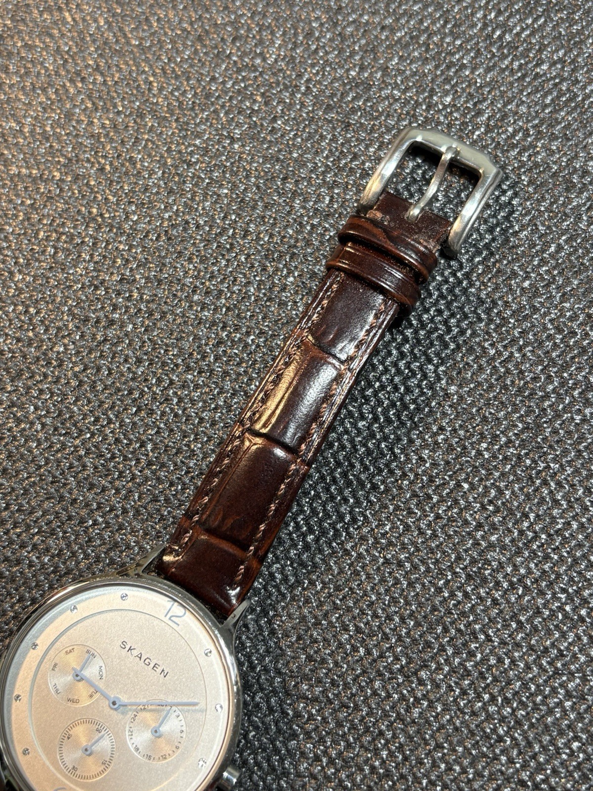 Skagen Denmark Anita Brown Leather Strap Women Watch SKW2449,Day/Date,Stainless