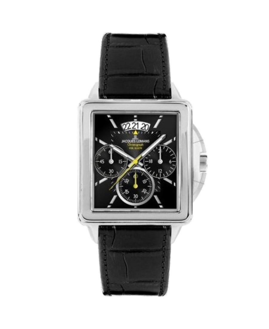 JACQUES LEMANS Men Analog Quartz Casual Watch Classic Dress Black Dial Waterproo