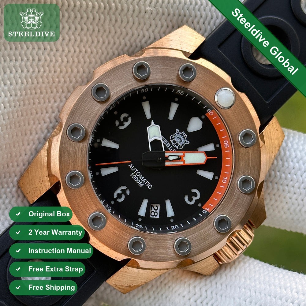 STEELDIVE SD1948S Mens Bronze 44.5mm 1000M Automatic Dive Watch NH35 Sapphire