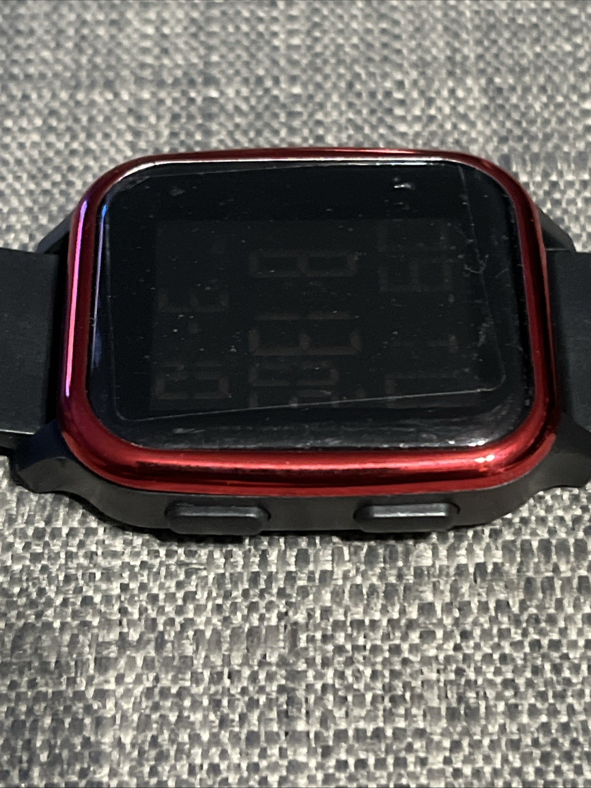 Multifunctional Unbranded Digital Watch With Red/Black Case And Green LED Light