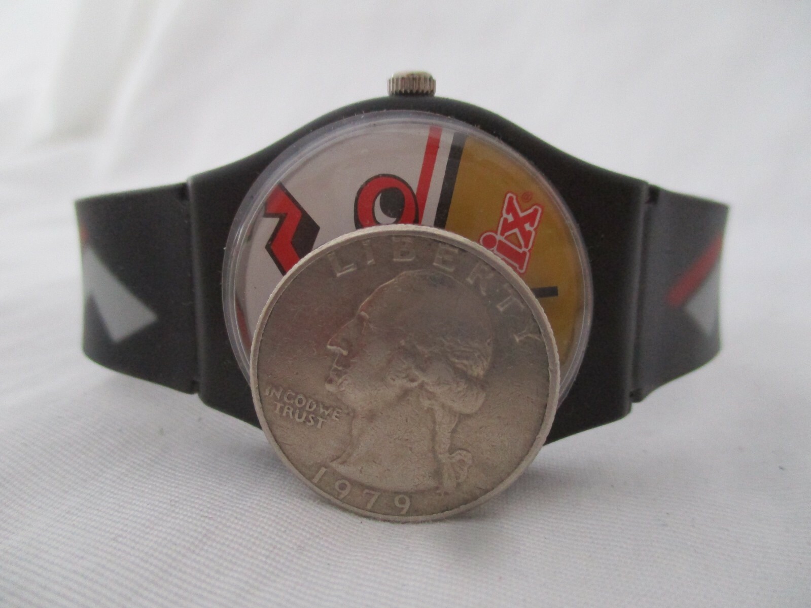 Mars Twix Candy Analog Wristwatch Black Gray & Red Buckle Band Collecible