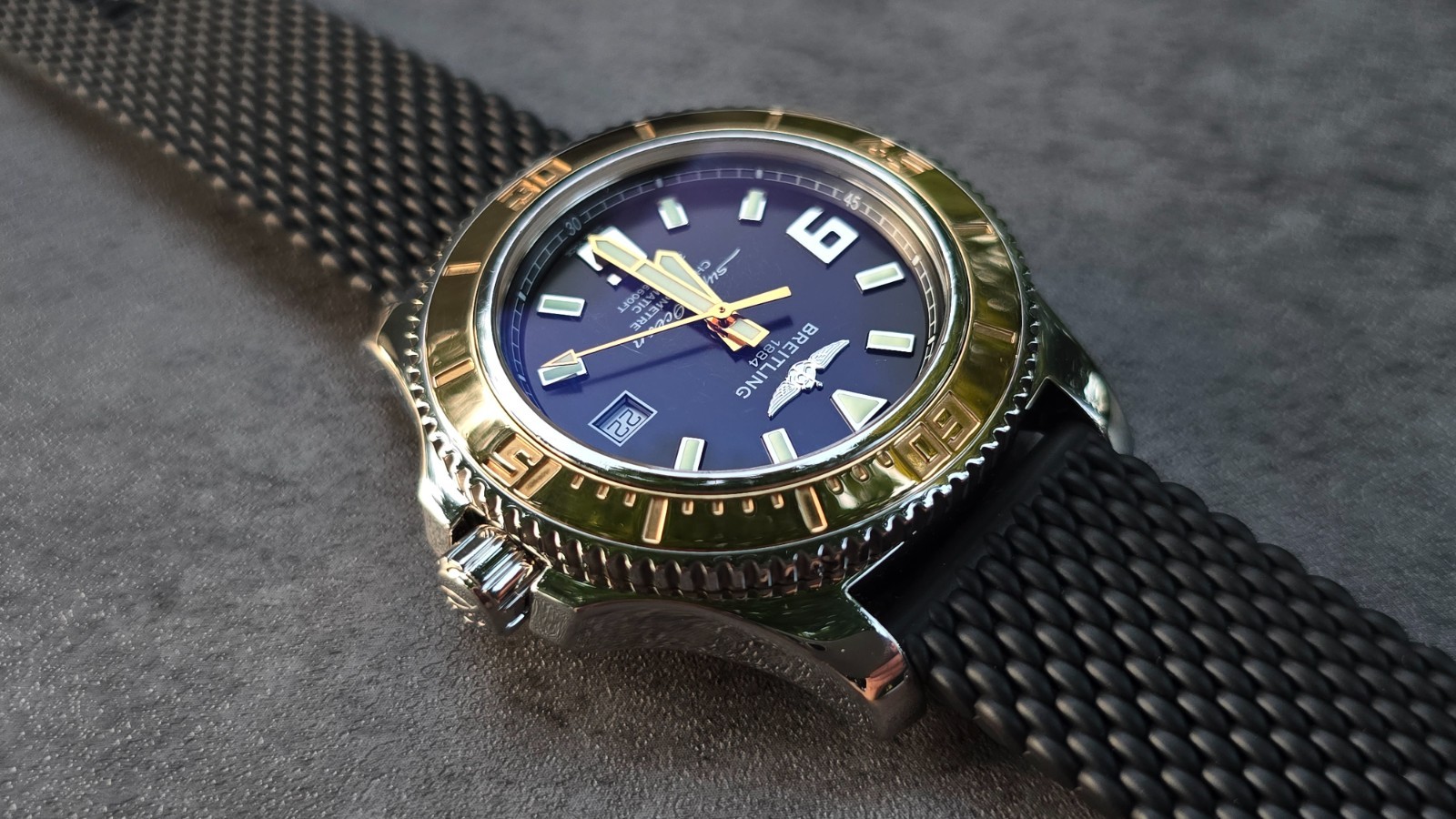 Breitling Superocean with Solid 18K Gold Bezel