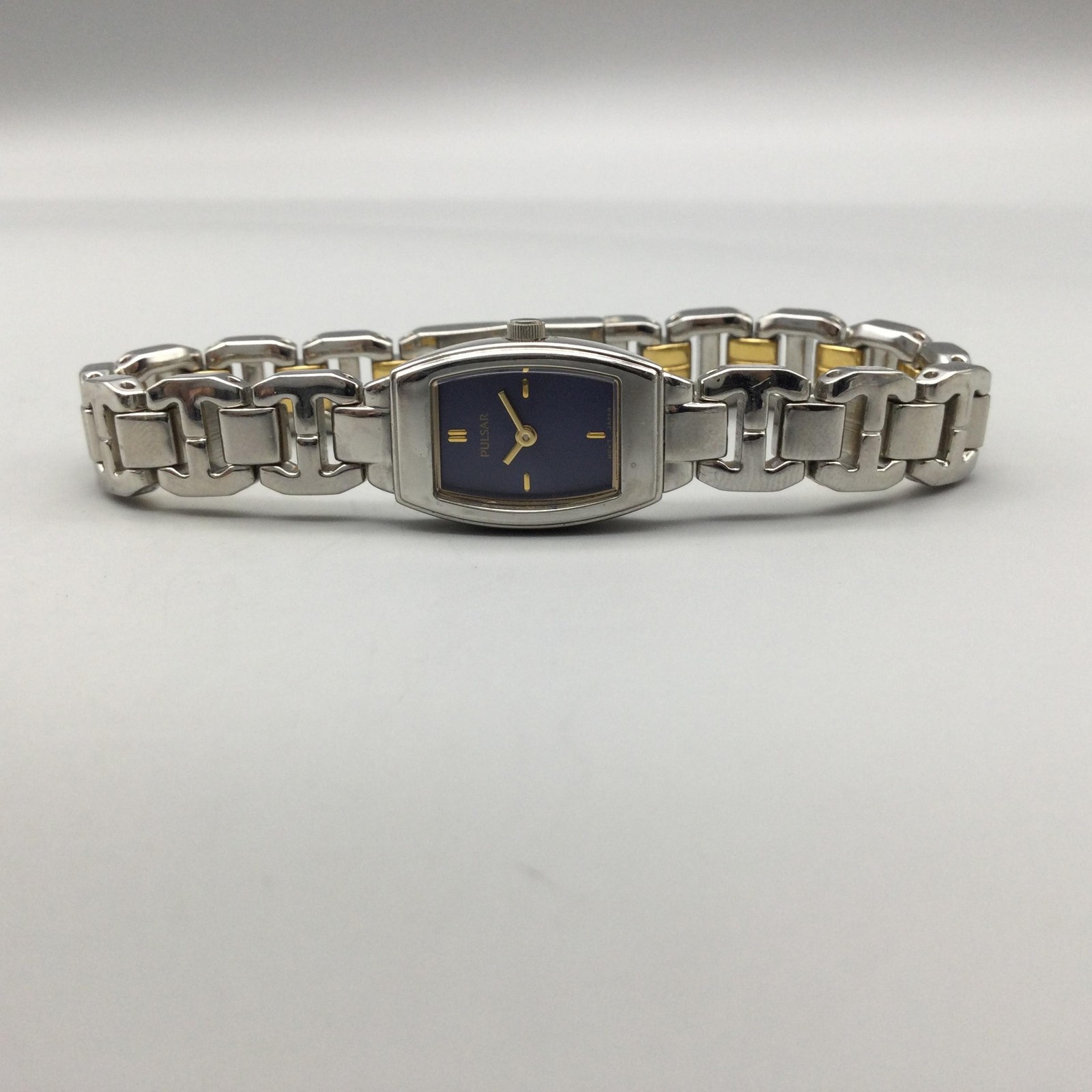 Pulsar Womens Watch 15mm Blue Dial Two Tone Steel Bracelet New Battery 7.25″