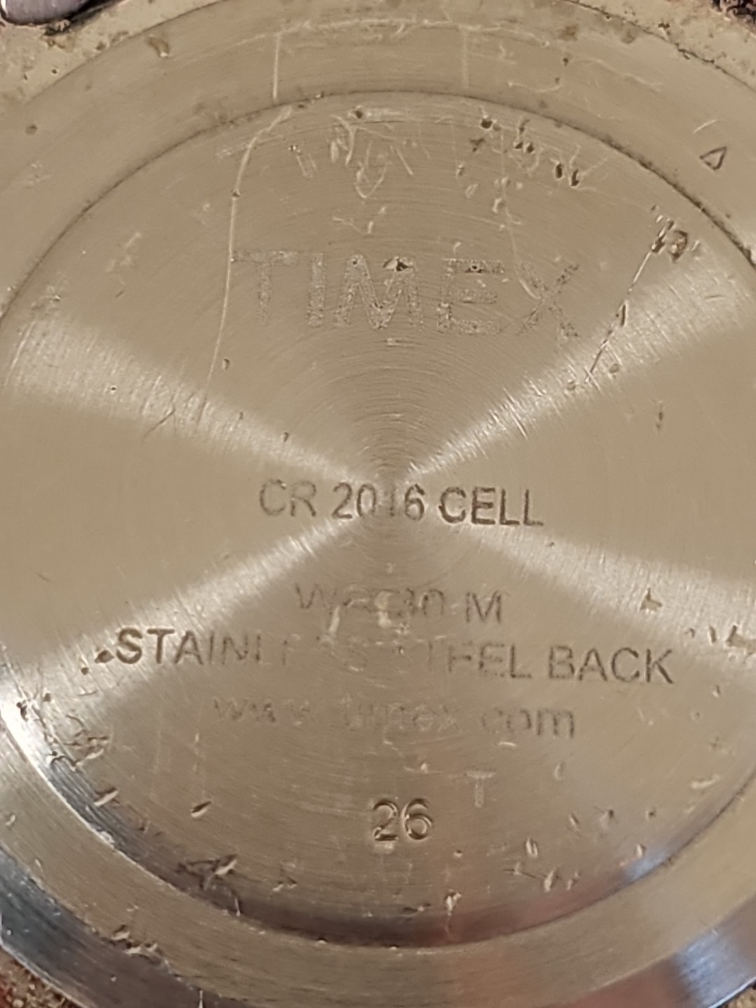 Timex Indiglo Watch WR 30M CR 2016 Cell W/Day & Date SS Stretch Band