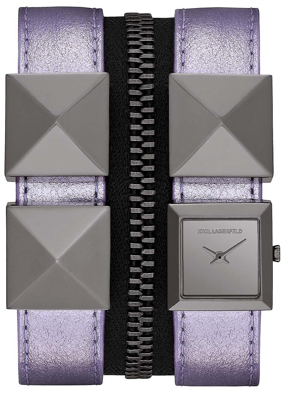 Karl Lagerfeld Cuff Lavender Stud Pyramid Zipper KL2010 Womens Watch NWOT