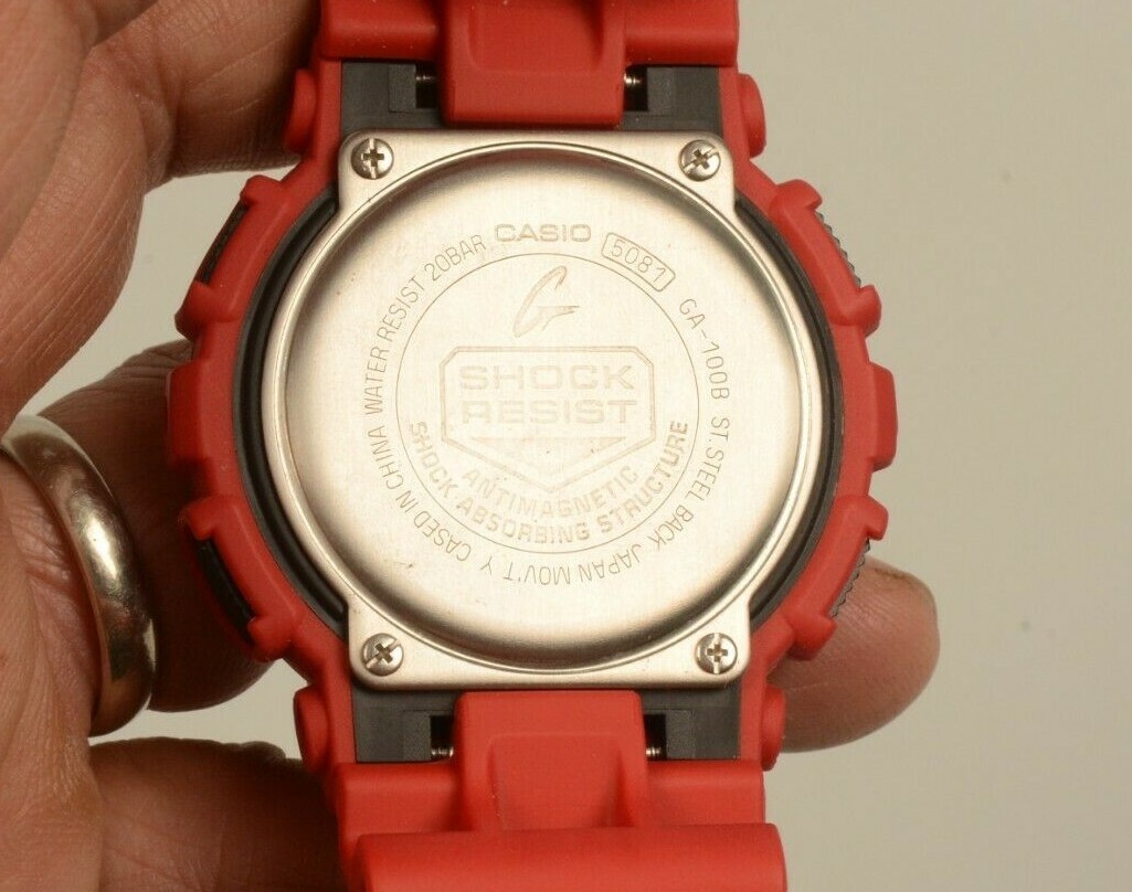 Casio G-SHOCK GA-100B RED ANALOG DIGITAL 51.2MM MEN’S WATCH NEW Needs Battery