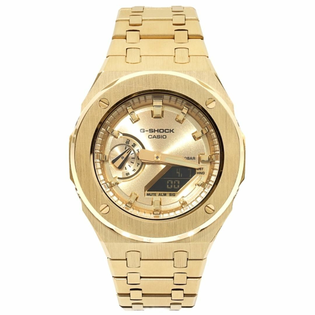 G-Shock GA2100GB Gold Dial Full Metal Custom Casioak Yellow Gold Color Stainless
