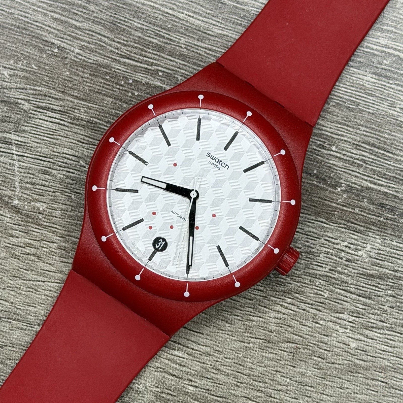 NEW✅AUTOMATIC✅ Swatch SISTEM CORRIDA Red Silicone Men’s Watch SUTR403