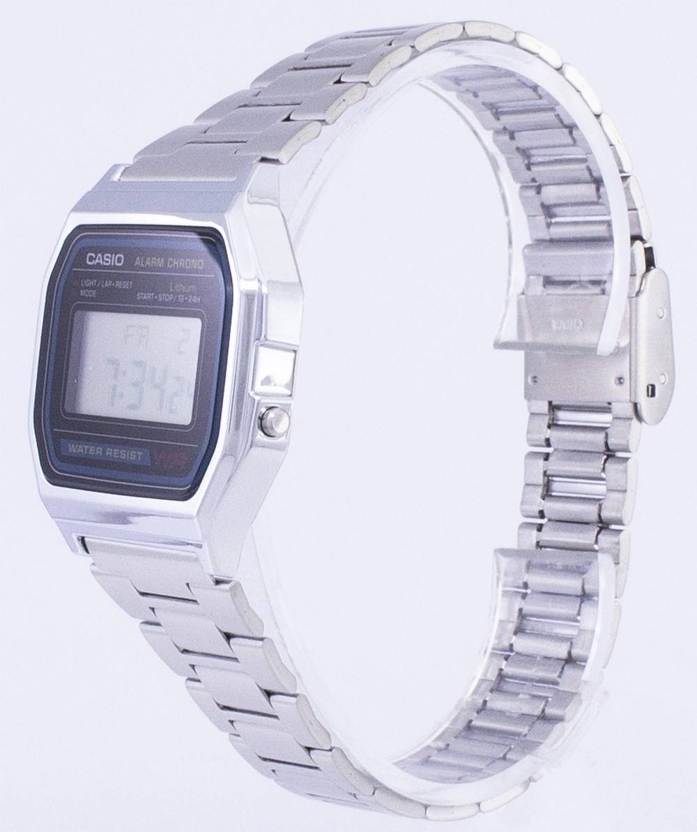 Casio Digital Stainless Steel Daily Alarm Grey Dial A158WA-1DF Men’s Watch