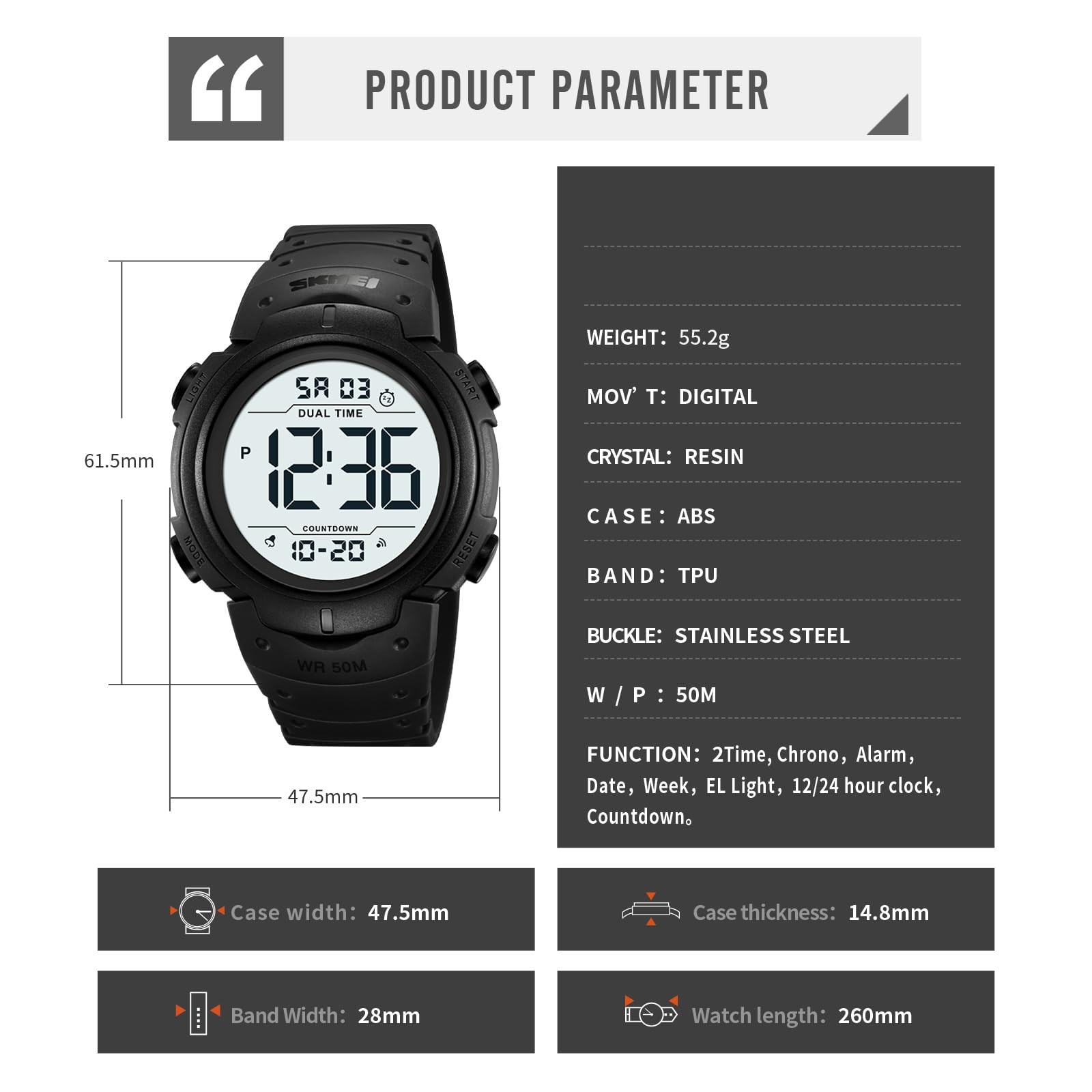 Datirzyx Mens Digital Watch Large Display Easy to Read Time Sports Watches Mu…