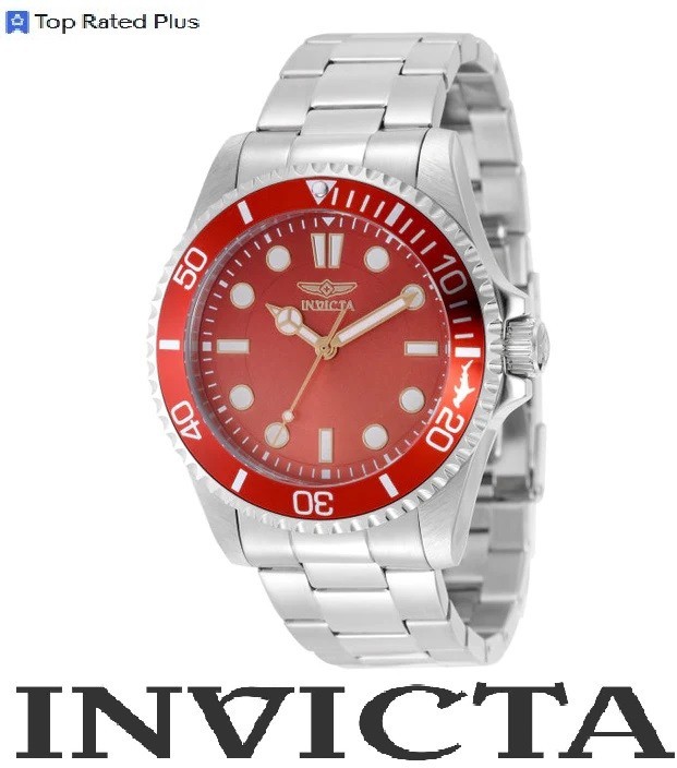 $249 INVICTA PRO DIVER MENS RED SILVER 43MM QUARTZ STEEL WATCH 50506 NIB