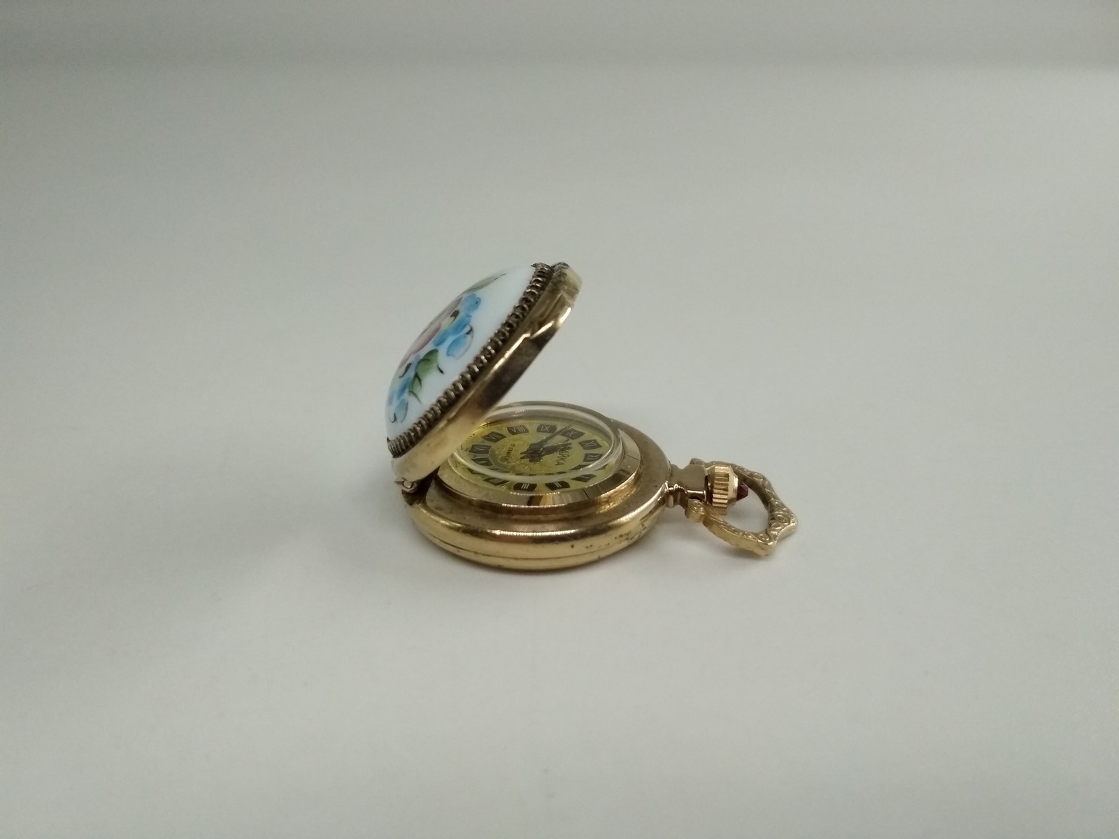 Soviet watch, pendant Chaika, Gold Plated, Locked Enamel, Made in USSR, *340