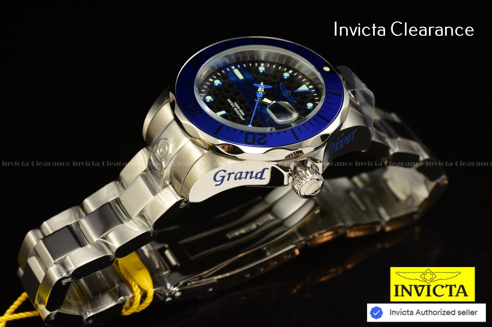 Invicta Pro Diver Mens Red Dial DUAL TIME Automatic Quartz Steel Watch 45814