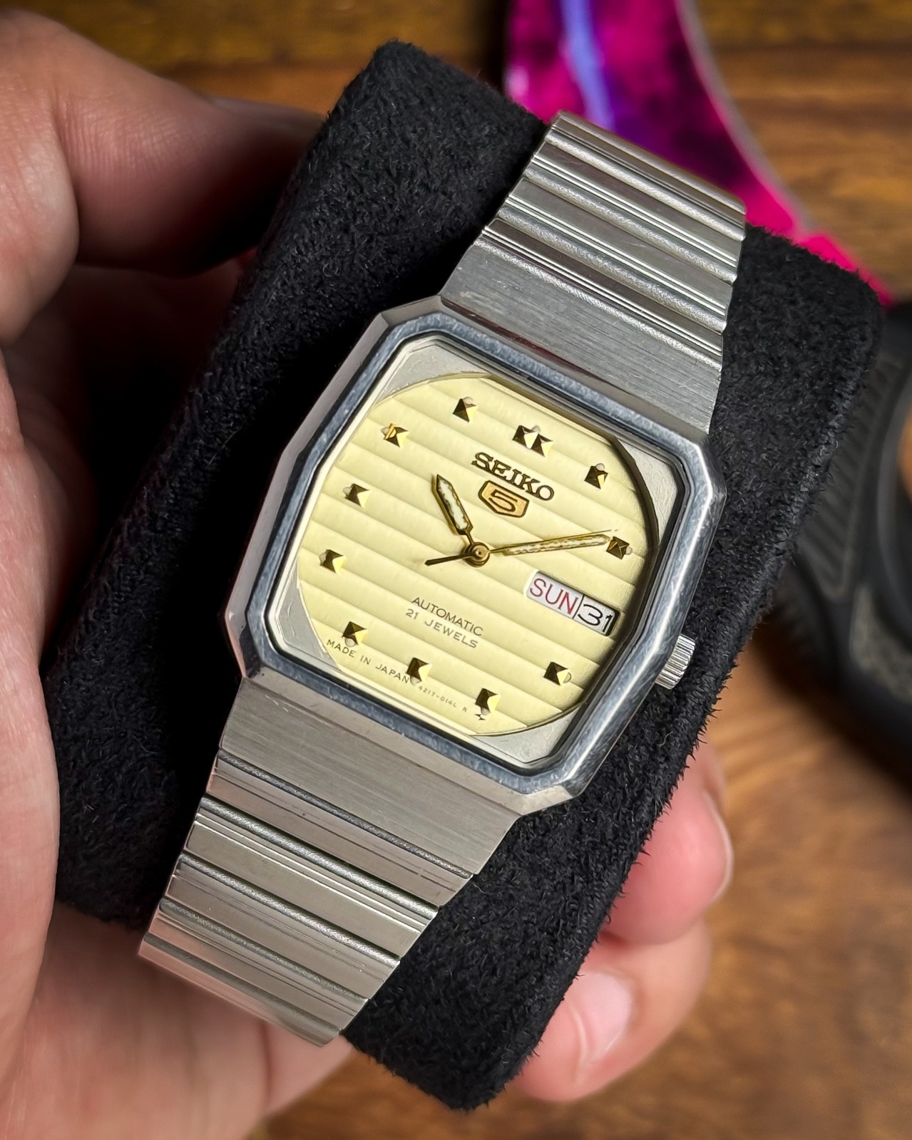 1990 SEIKO 5 ✨🥂 Gradient Horizontal Textured Dial 🌟 21J Auto Cal. 4227 ⚙️🇯🇵