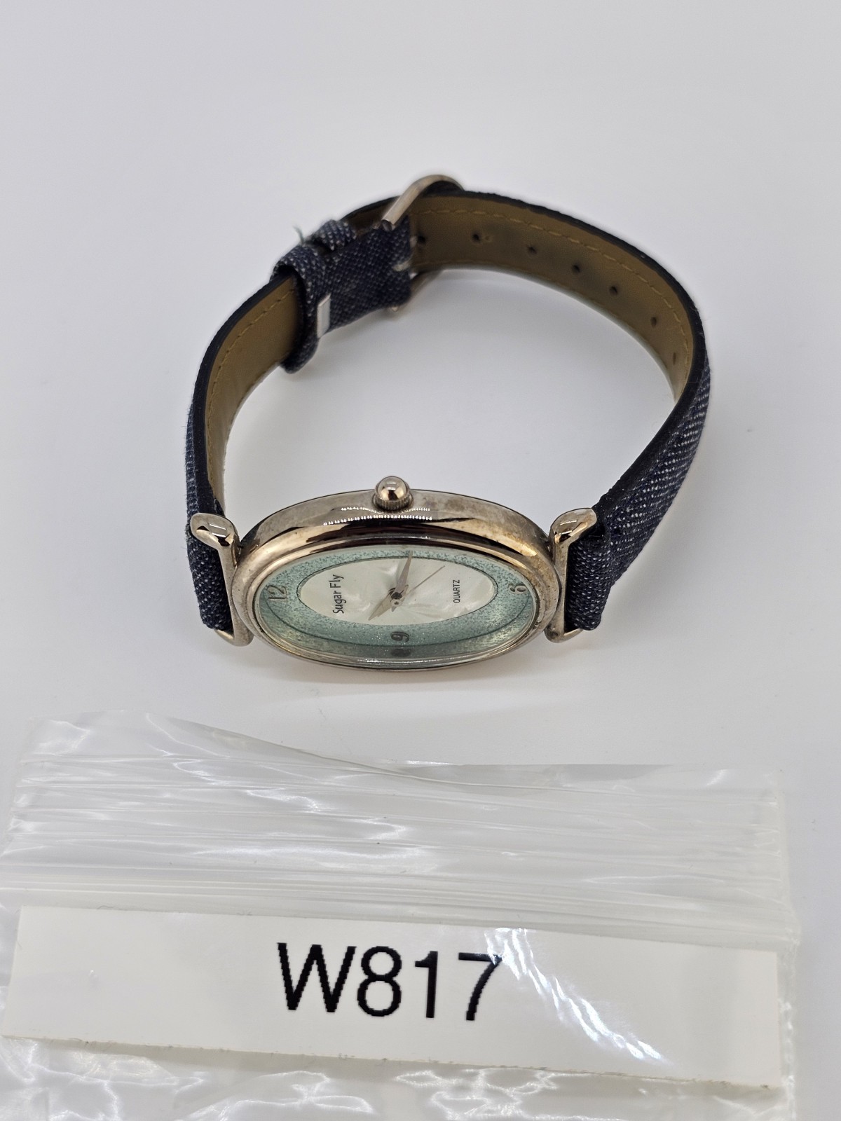Women’s Watch 25MM Multicolor Dial Dark Blue Denim Leather Bands NEW Battery