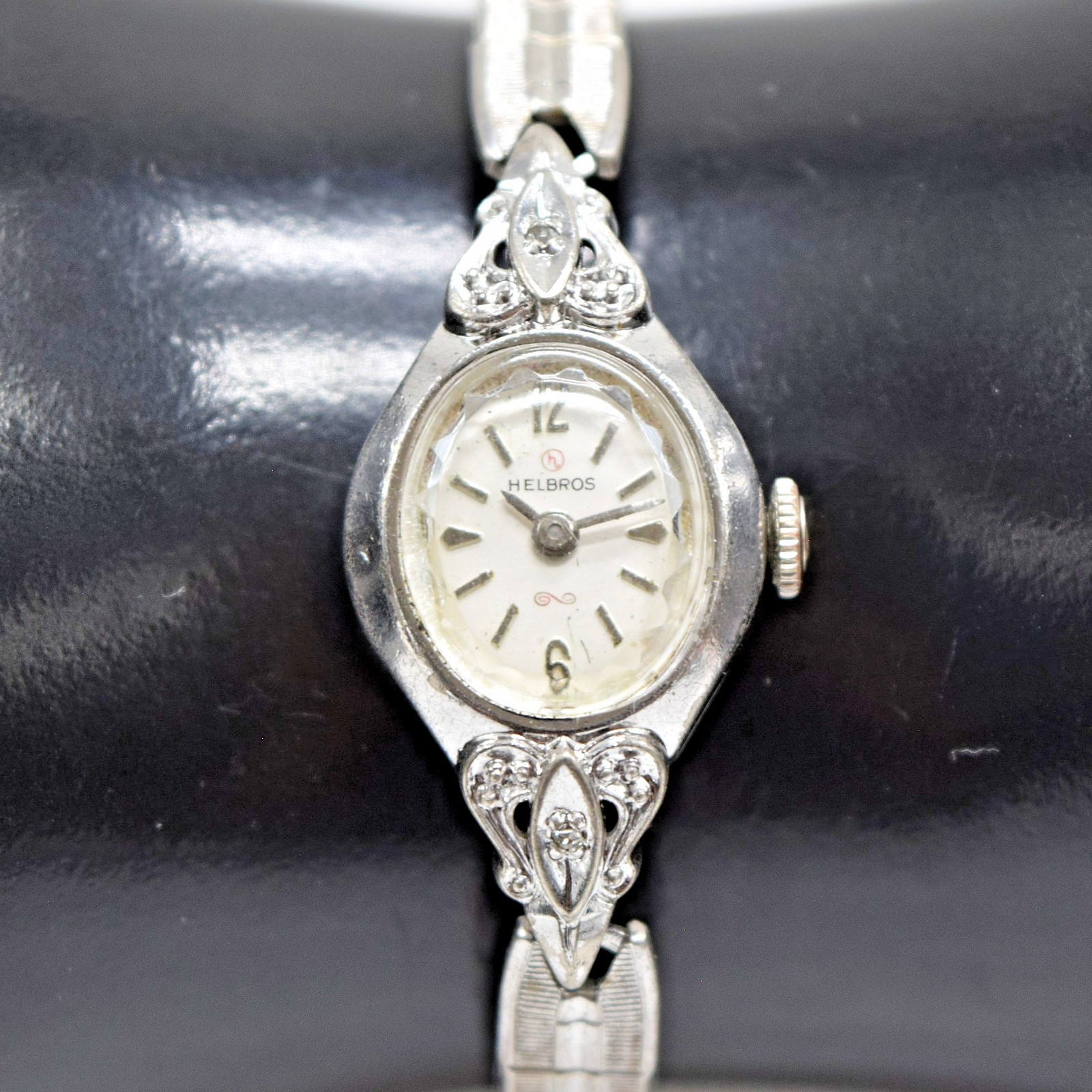 Midcentury Helbros Diamond Accent Swiss FHF Cocktail Watch–All Original, Runs