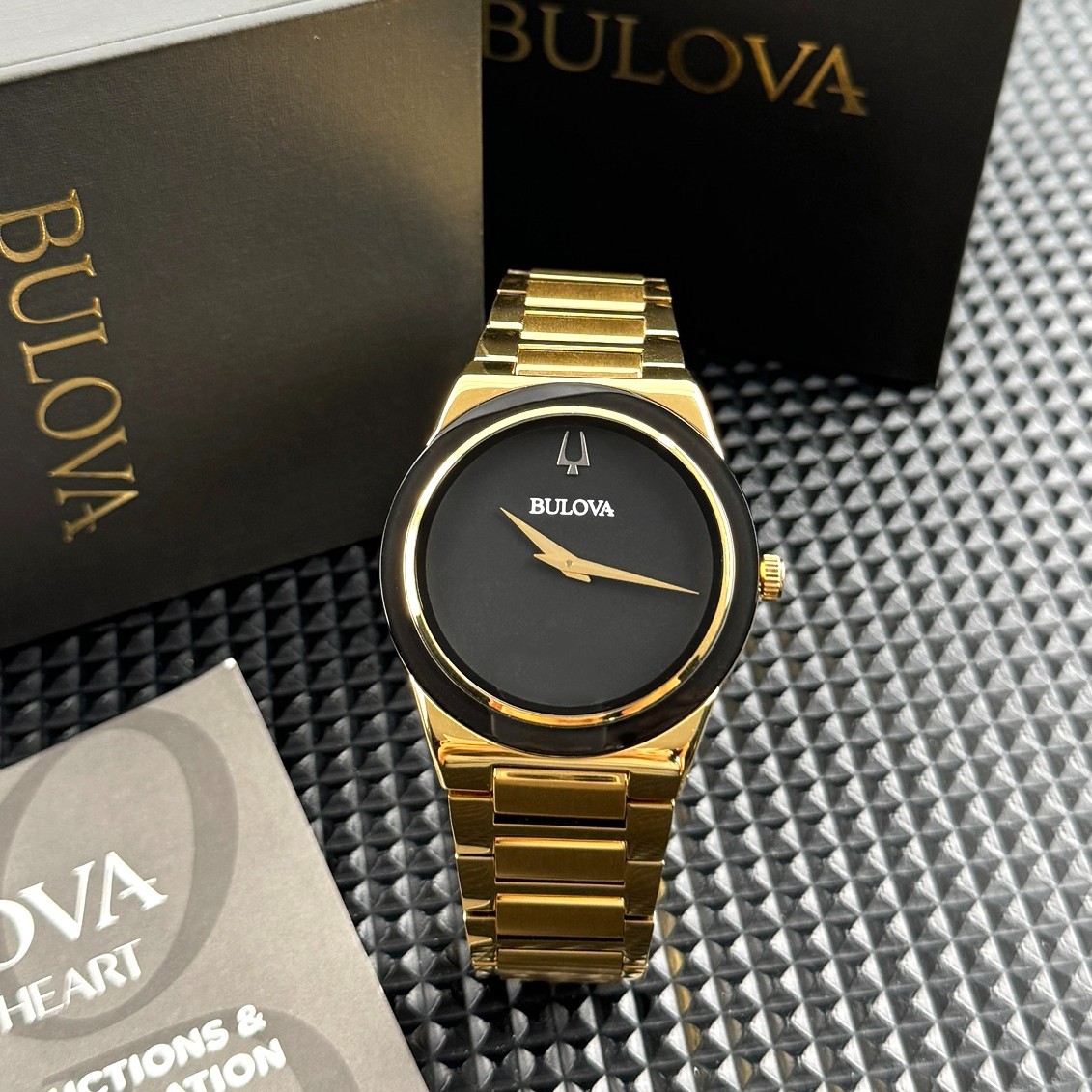 Bulova Millennia Chronograph Gold Stainless Steel Black Dial 97A183 Men’s Watch