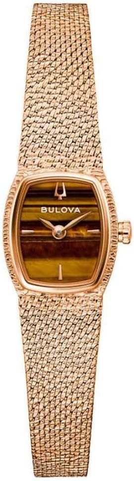 Bulova Goddess of Time “Tiger Eye” Ladies Rose Gold Quartz Watch 97L185