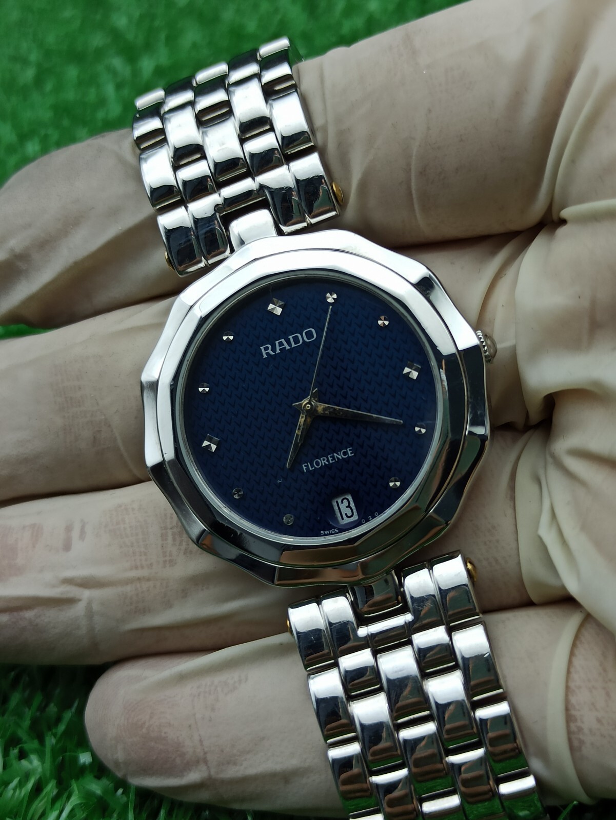 FULL SET VINTAGE RADO FLORENCE BLUE WATCH SWISS MADE 80s MEN & RARE & CLASSIC