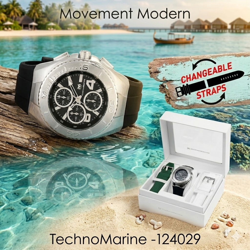 Technomarine Cruise Men’s Watch Chronograph Black/Green/White MOP Dial TM-124029