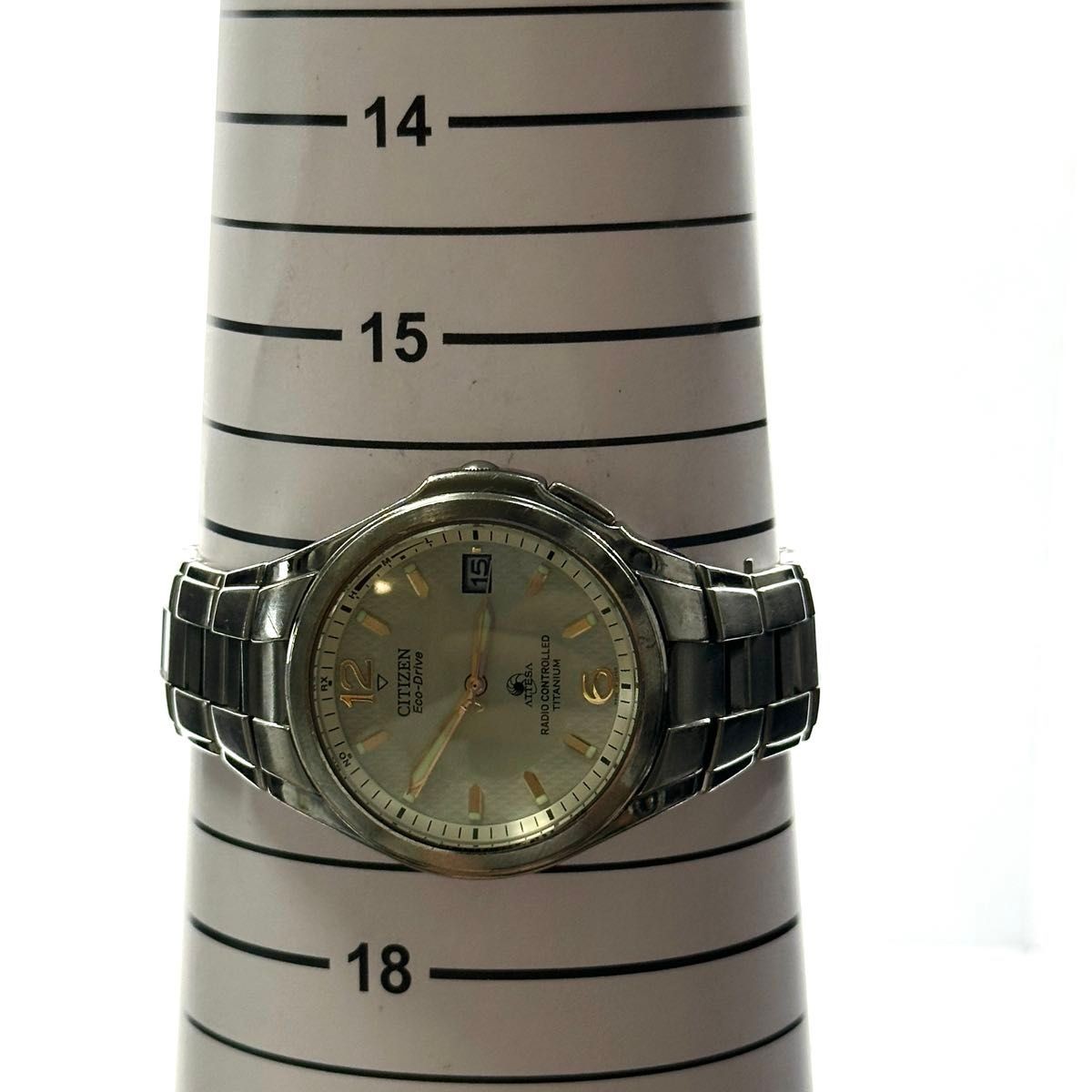Citizen Attesa H410-T003788 Eco-Drive Radio White Dial Titanium Watch Japan