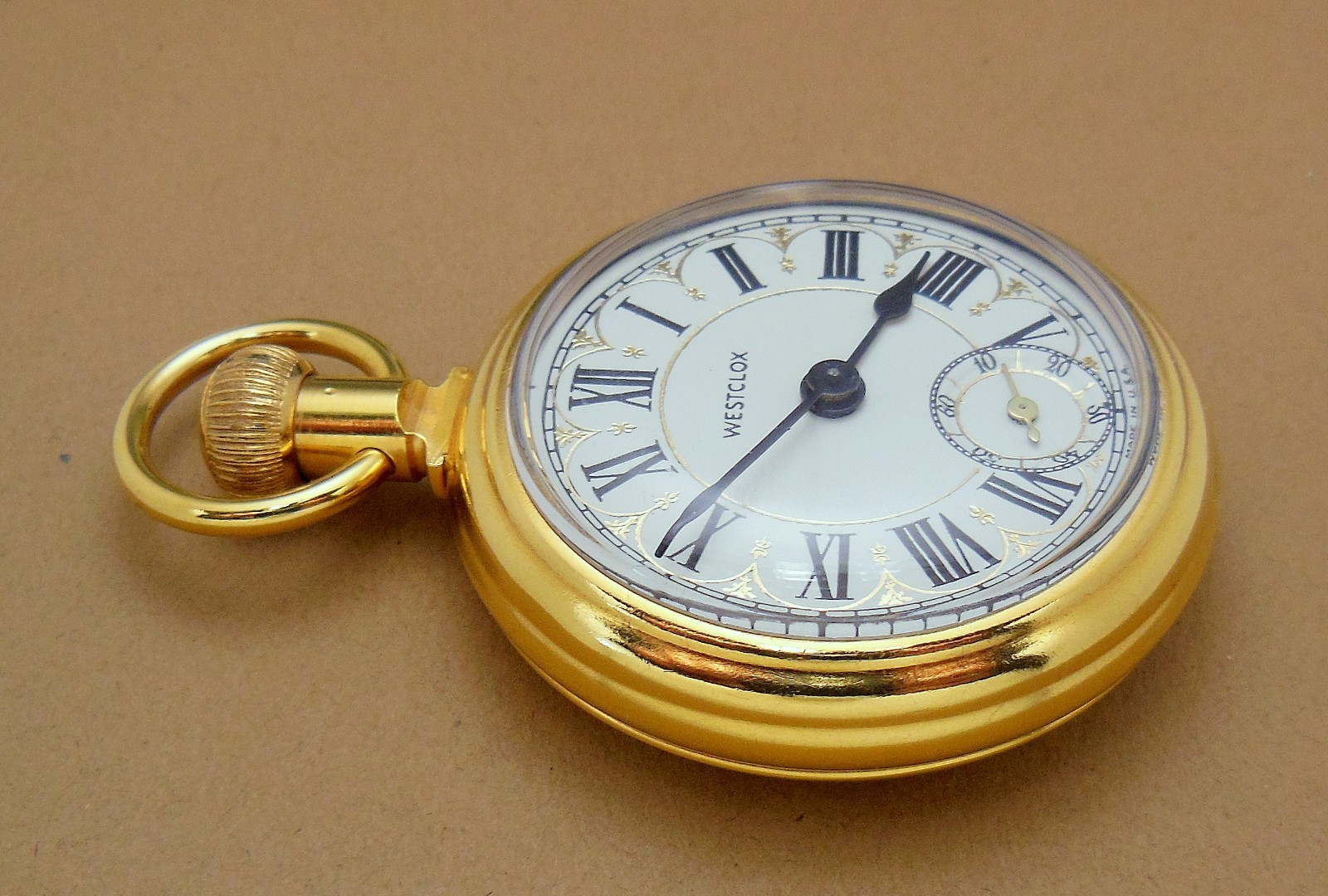 VTG Westclox ‘The Conductor’ Train Themed Mechanical Pocket Watch w/ Chain Runs