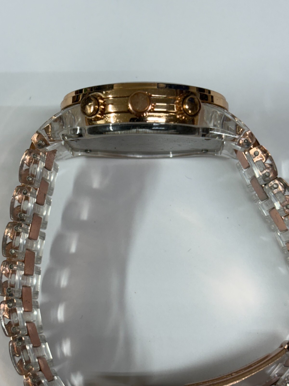 Rose Gold Colored Clear Plastic Resin Quartz Ladies Watch REPAIR
