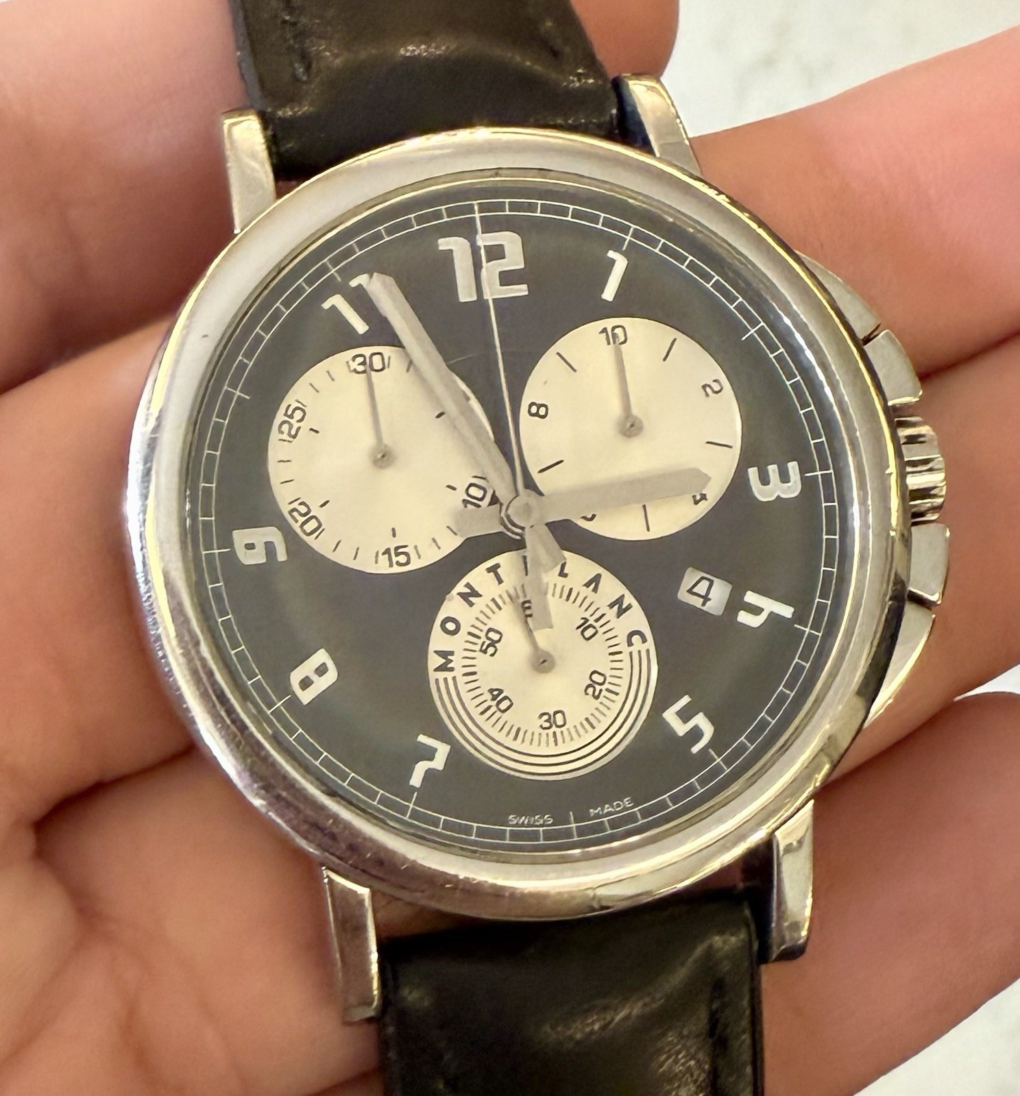 ✅ Montblanc Summit 7060 • Black & White/Grey Tri-Compax • Quartz Chronograph ✅