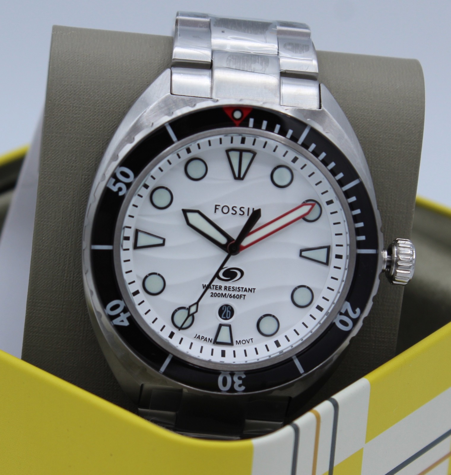 NEW AUTHENTIC FOSSIL BREAKER SILVER WHITE BLACK MEN’S FS6063 WATCH