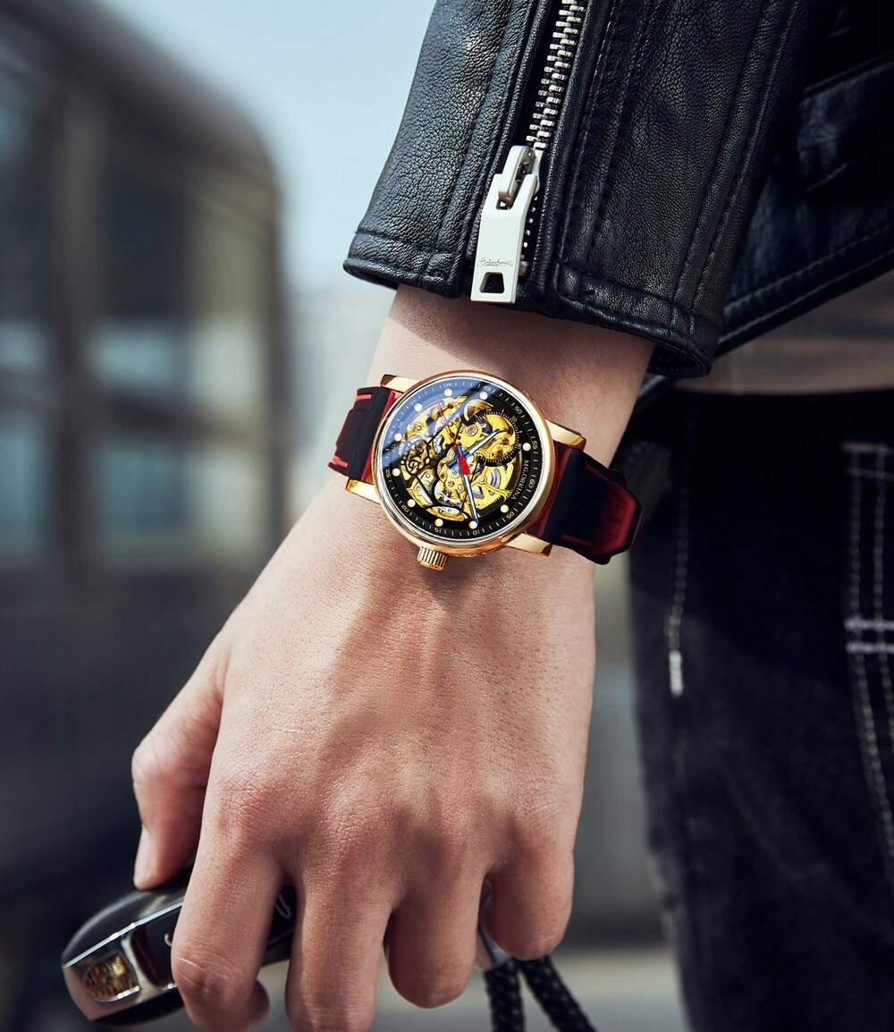 New Men’s Transparent Skeleton Dial Self-wind Mechanical Watch