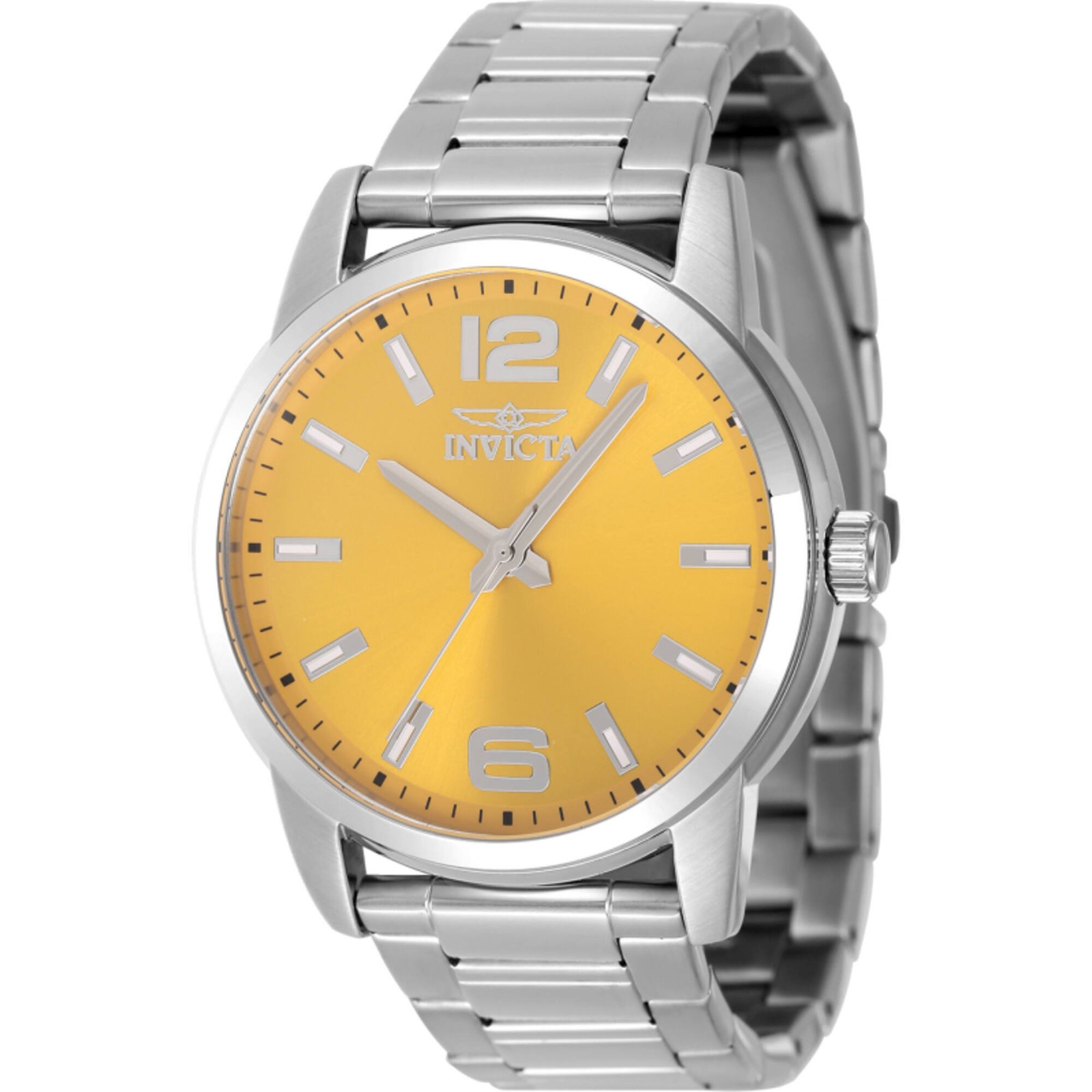 Invicta Men’s Watch Celestial Yellow Dial Silver Stainless Steel Bracelet 48493
