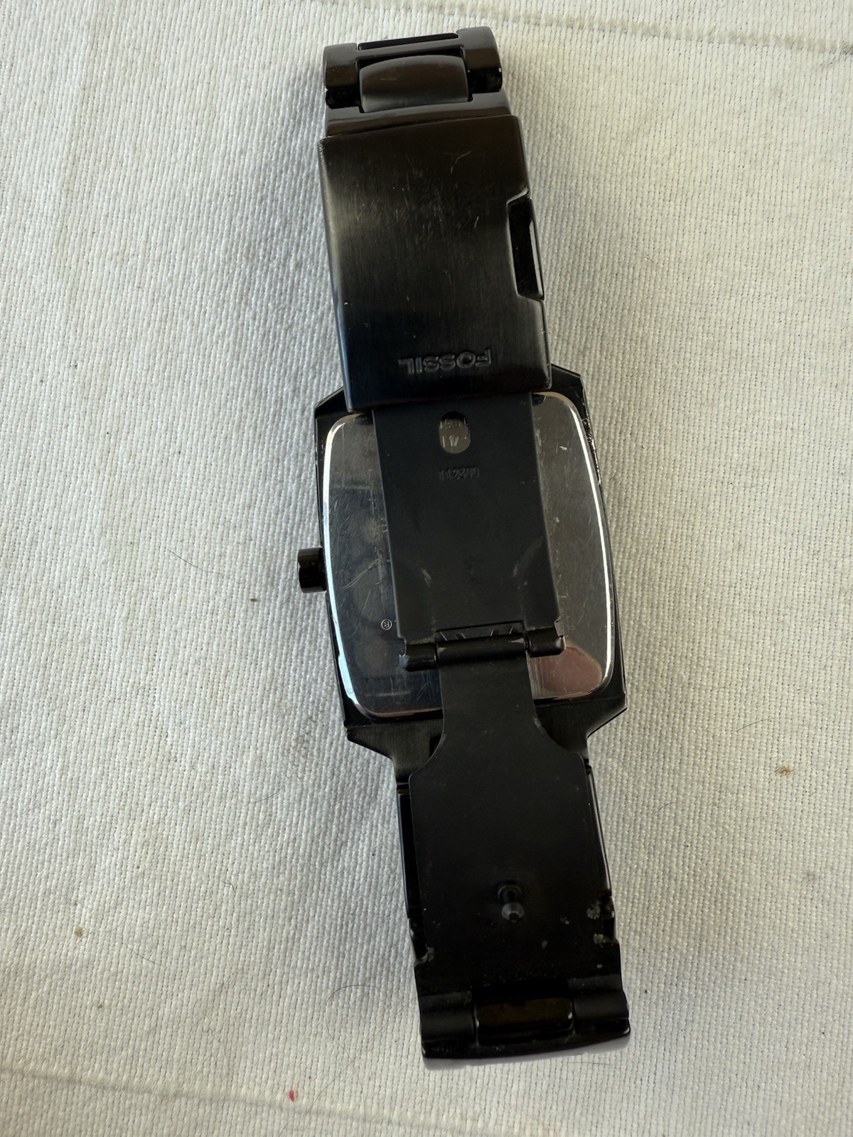 FOSSIL ARKITEKT Watch Men FS-4120 Black Tank Date Stainless NEW BATTERY