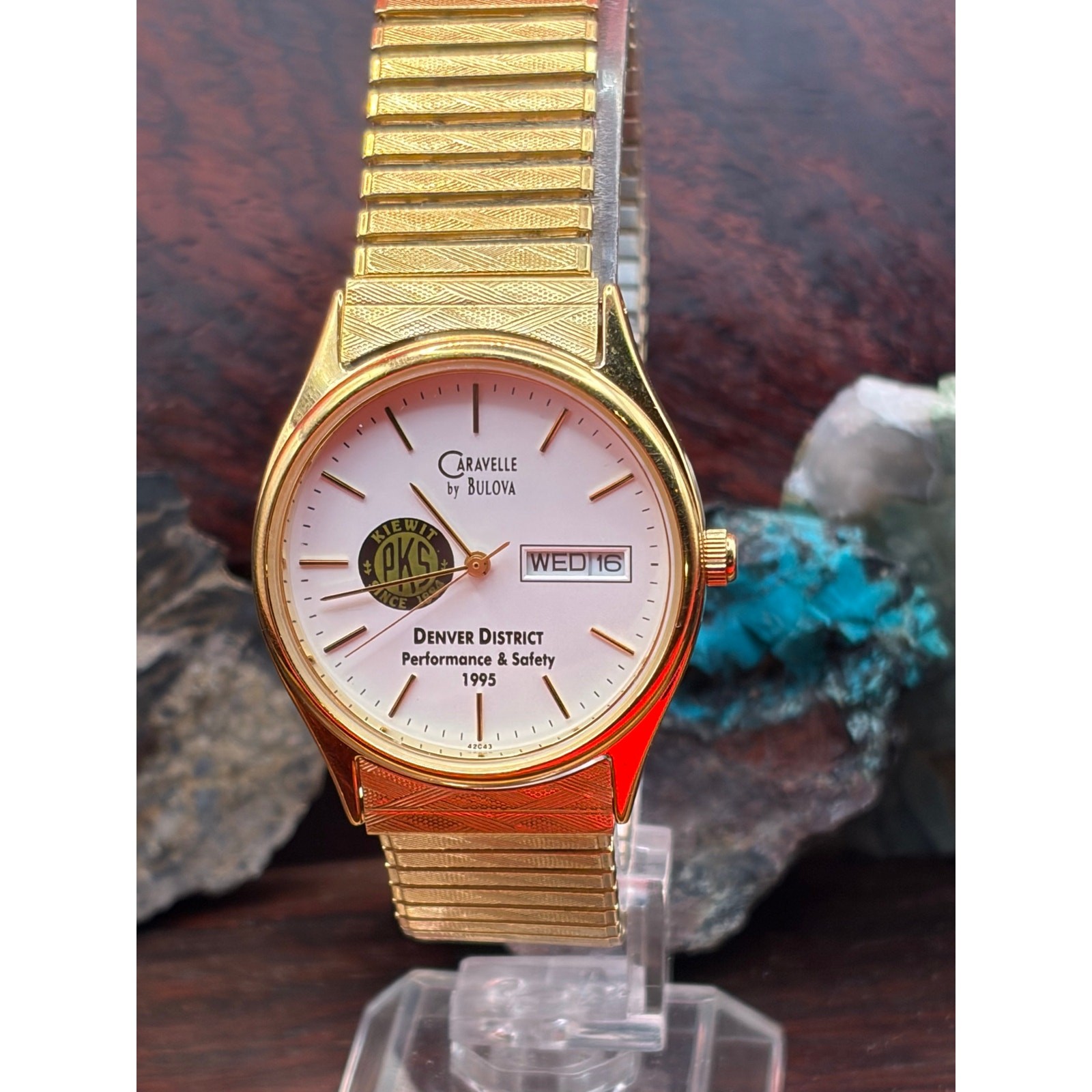 Vintage 1995 Caravelle by Bulova gold-tone watch awarded for the Denver Dist.