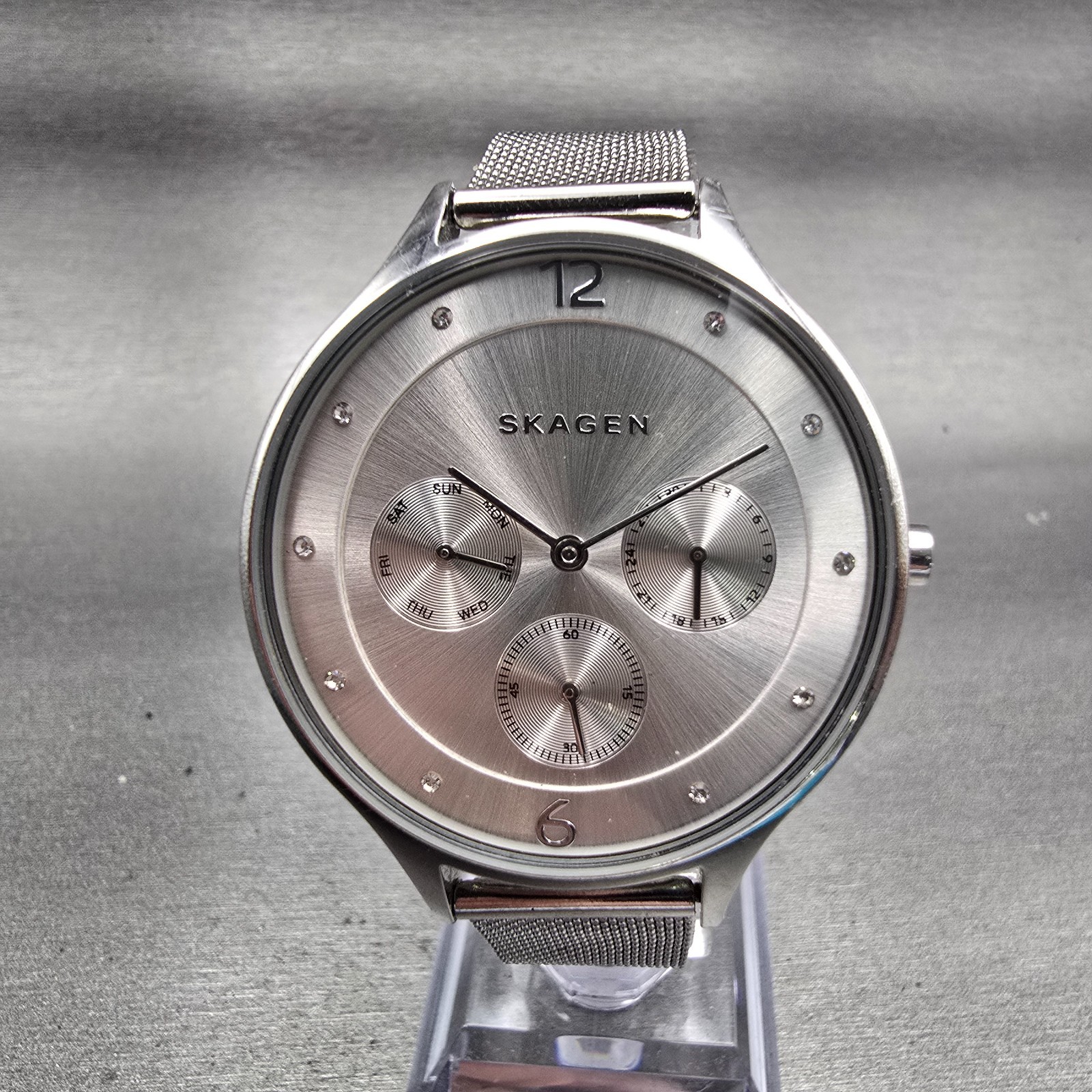 Skagen Anita Watch Women 34mm Silver Dial Silver Tone Round SKW2312 New Battery