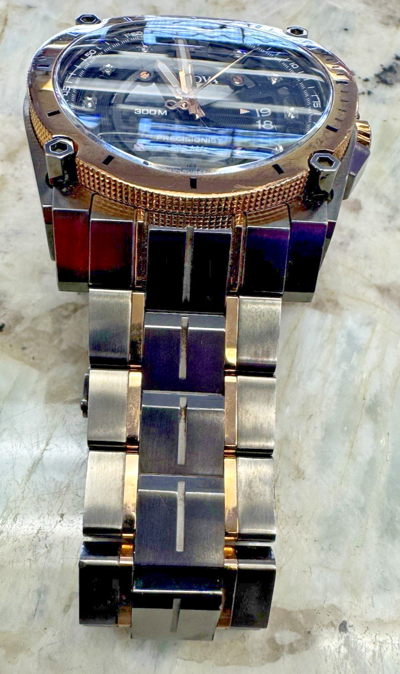 Bulova Men’s Watch Precisionist 98D149 Quartz Diamond Dial Rose Gold Gunmetal