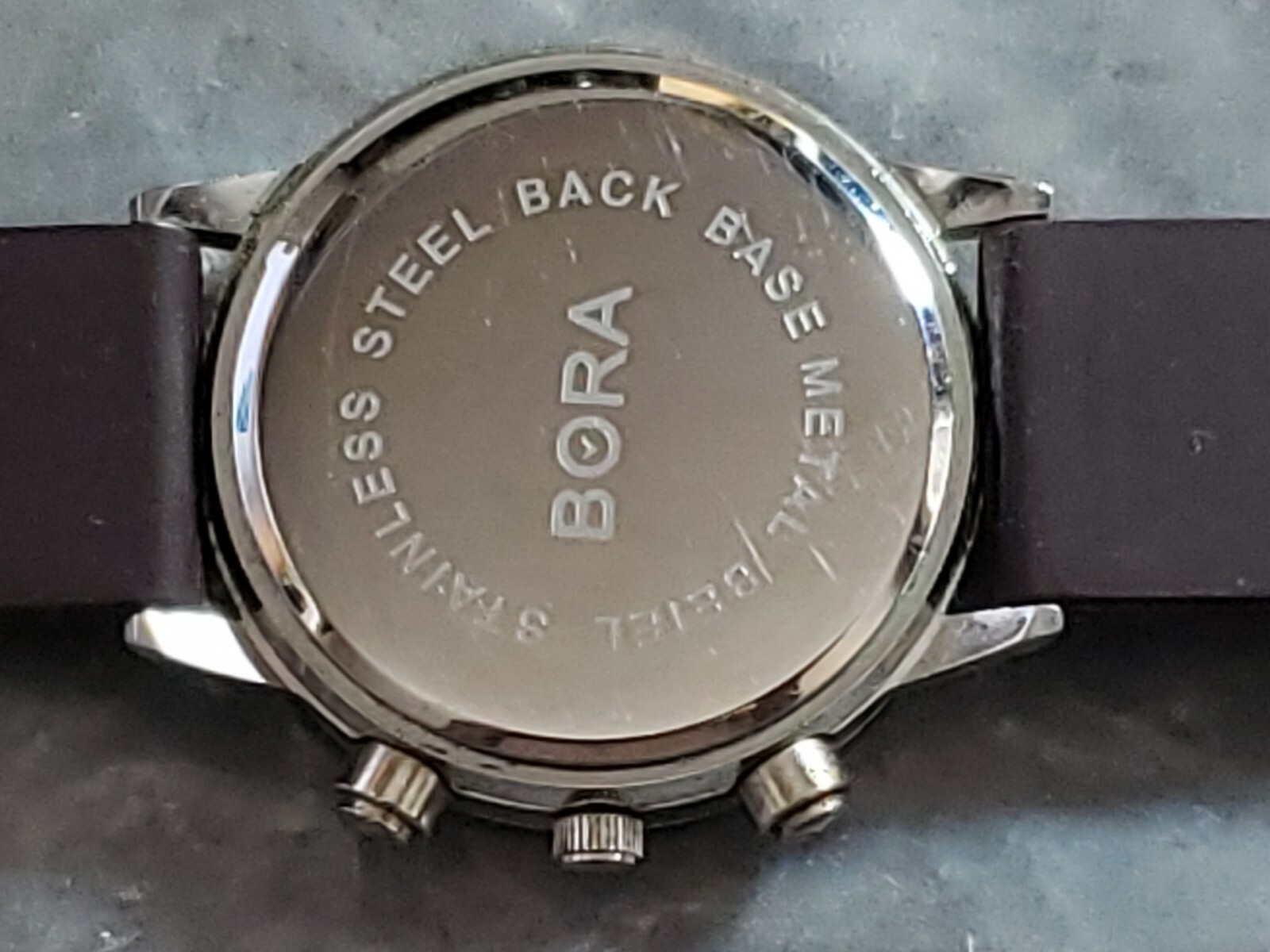 Bora Womens Watch Brown Numbers And Silicone Band Quartz Crystal Bezel 35mm